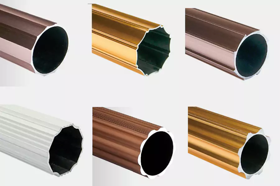 Aluminium alloy curtain rod profiles in assorted decorative shapes and finishes