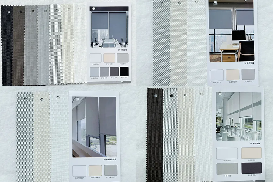 Solar and sunscreen roller blind fabrics in multiple colors and openness options